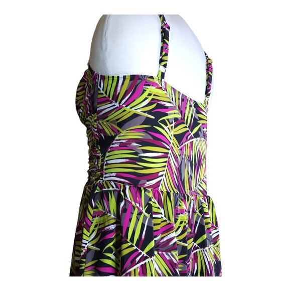 D&Co Beach Tropical Print Swim Dress Slimming With Built-In Bra Size 14 - Picture 11 of 16